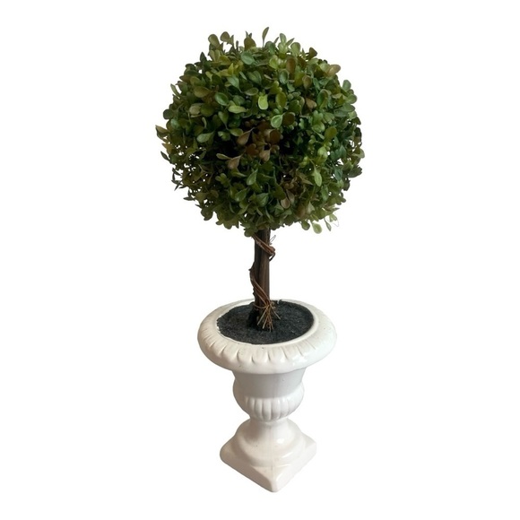 Nearly Natural Braided Topiary Tree in White Urn Indoor/Outdoor Artificial Tree - Picture 3 of 5
